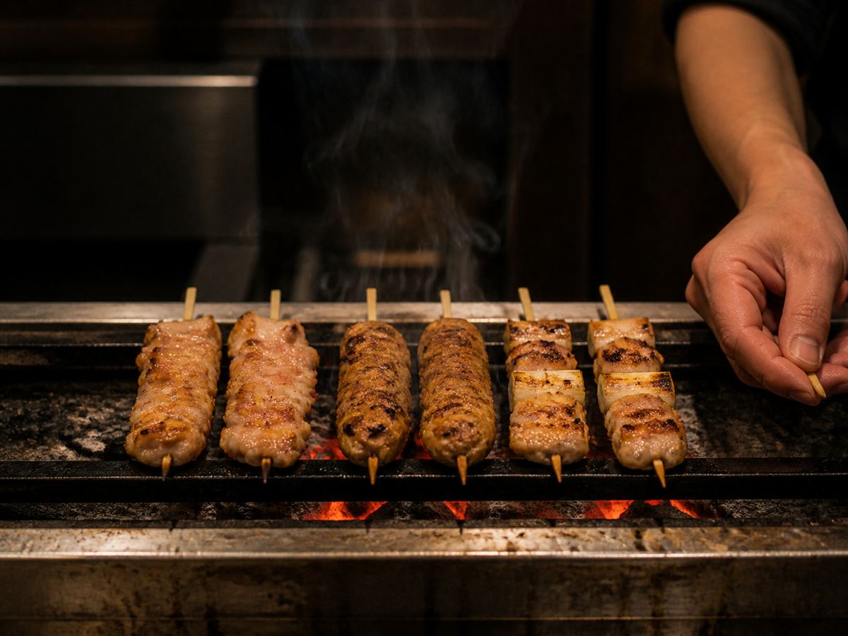 備長炭で焼く串焼き